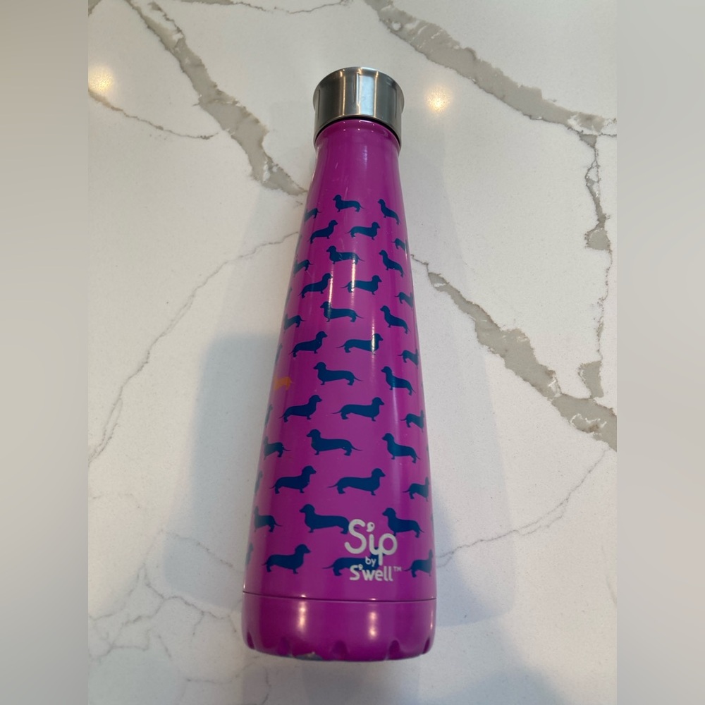 Sip by swell s’well 15oz stainless water bottle purple navy top dog dachshund